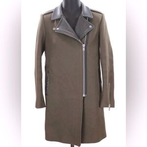 Kaki Sandro coat wool and cow leather eu 36 us S